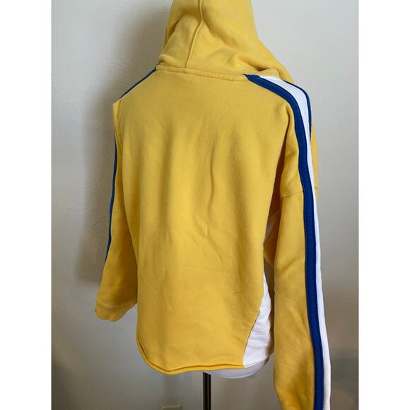 Levi's Womens Yellow Colorblock Cotton Blend Crop Sweatshirt Shirt Hoodie Top L - Picture 5 of 11
